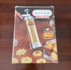 Marcato Atlas Biscuits Cookie Press Set Made in Italy Gold New With Box